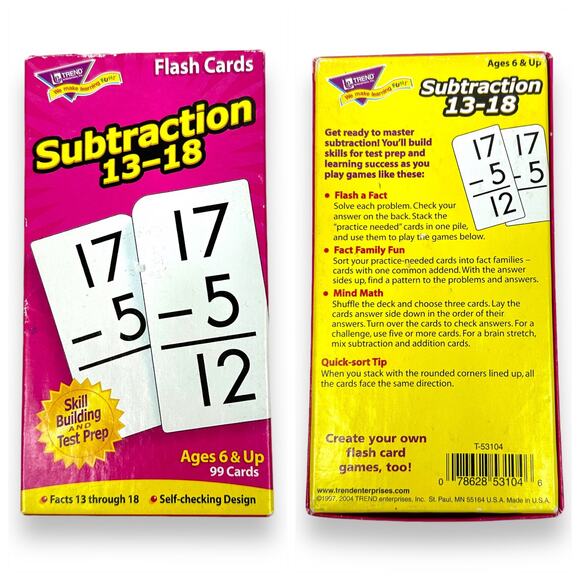 Flash Cards Math Skills Practice Test Prep Subtraction Division Multiplication - Picture 3 of 5